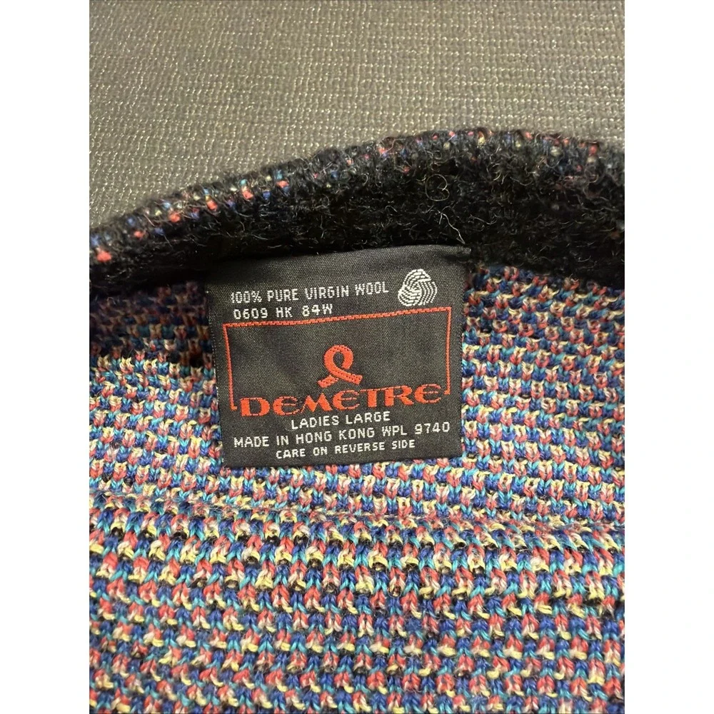 Rare Demetre Vintage 100%‎ Wool Ski Apres Sweater Dress Large All Over Design